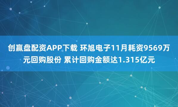 创赢盘配资APP下载 环旭电子11月耗资9569万元回购股份 累计回购金额达1.315亿元